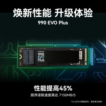 三星（SAMSUNG）1TB SSD固态硬盘 M.2接口(NVMe协议PCIe4.0*4/5.0*2)读速7150MB/S 990 EVO Plus