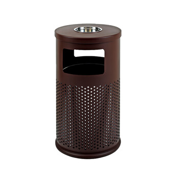 南 GPX-63 南方户外冲孔垃圾桶 小区公园环保不锈钢垃圾箱果皮桶 咖啡色 内桶容量41升
