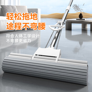 太太乐胶棉拖把 38CM大号吸水海绵拖把滚轮式挤水家用墩布家用一拖净