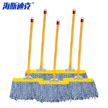 海斯迪克 HKxy-84 平板拖把 木杆棉线老式墩布 棉纱地拖 木柄木质头36cm宽(5套)