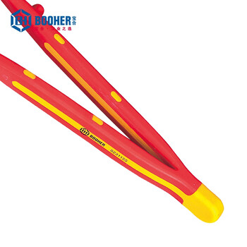 宝合(booher)双色绝缘弯尖横齿镊子159MM 0231155