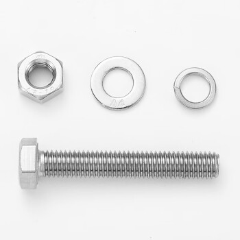 奥展实业奥峰牌DIN933套装316L不锈钢A4-80外六角全牙螺栓+螺母+平垫+弹垫组合M16套件 M16*100(10套）