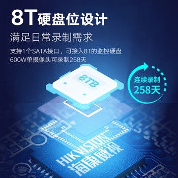 HIKVISION海康威视网络监控硬盘录像机 4路poe网线供电H.265编码1080P解码DS-7804N-Q1/4P