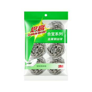 3M 思高 合宜系列金属钢丝球 超强洁净 6个装