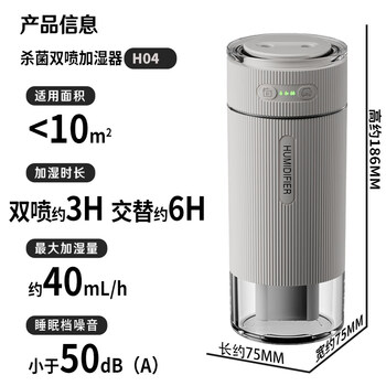 海纳斯（HANASS）除菌双喷加湿器小型桌面卧室母婴可用 办公车载便携usb无线充电款H04