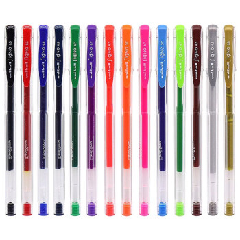 uni三菱 uni-ball UM-100黑色中性笔高颜值0.5mm黑笔签字笔商务学生考试专用水笔水性笔套装 10支