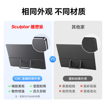 雕塑家15.6英寸便携式显示器FHD触屏 电脑显示副屏双Type-C一线通手机笔记本PS4/5拓展屏MF156LR