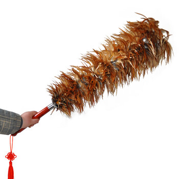 兰诗（LAUTEE）JMD-008A 酒店物业清洁鸡毛掸 除尘掸 实木手柄大号