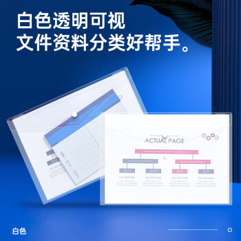齐心（COMIX）20个装A4按扣学生透明文件袋 防水档案袋资料袋 试卷收纳学科目分类  C310E