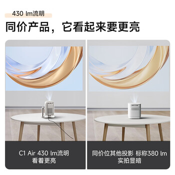 大眼橙C1air云台投影仪家用 1080P便携投影机 超高清卧室家庭影院 (430lm 自动梯形校正)