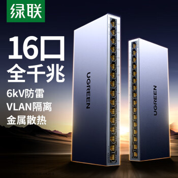 绿联16口千兆交换机 企业级交换器 工程监控网络分线转换器 家用网线分流器VLAN划分加厚钢壳35373