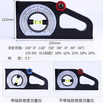 ABLEMEN 南方手持多功能坡度测量尺坡度测量仪JZC-B2角度尺万向角度仪坡度尺倾斜度计建筑工程安装不带磁性