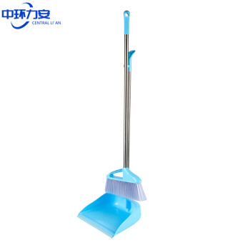 中环力安【扫把+簸箕颜色随机发货】不锈钢塑料扫帚畚箕套装组合防风套扫