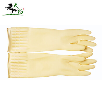 大杨151乳胶手套 M中码5双 45CM加长高袖加厚防水防滑耐酸碱胶皮洗碗手套 定制