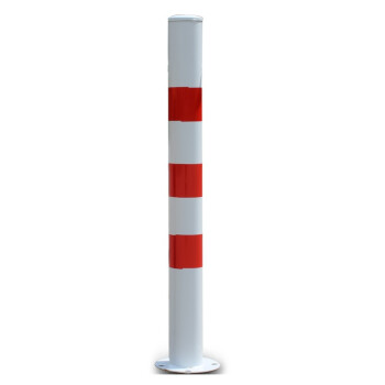 百舸75cm红白道口柱钢管警示柱隔离桩路桩铁立柱防撞柱反光固定桩 红白款