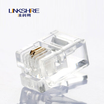 凌科朔（LINKSHIRE）工程级6P2C两芯电话水晶头 纯铜镀金RJ11语音2芯电话线接头 100个