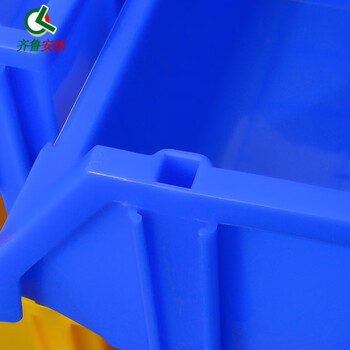 齐鲁安然 加厚斜口收纳箱 周转箱 五金分类盒 塑料箱 工具箱 零件盒 整理箱 蓝色X2#常规柱