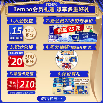 得宝（TEMPO）一博同款 抽纸 80抽*18包Mini系列 4层湿水不易破  餐巾纸 面巾纸