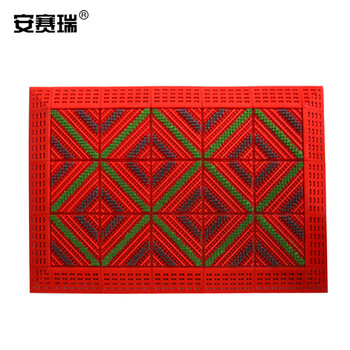 安赛瑞 室外镂空除尘地垫 EVA拼接地垫 拼接式刮泥防滑脚垫 三刷红底两灰中绿  60×120×2.5cm 23352