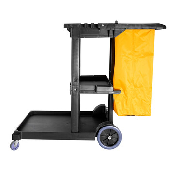 舒蔻（Supercloud）保洁车 多功能清洁车 物业酒店餐厅清洁工具布草车多层手推车 黑色无盖