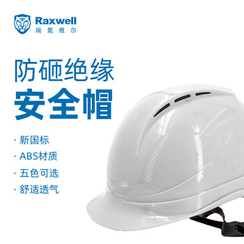 Raxwell新国标ABS安全帽带透气孔 防砸绝缘建筑施工电力 白色1顶 RW5102 可定制