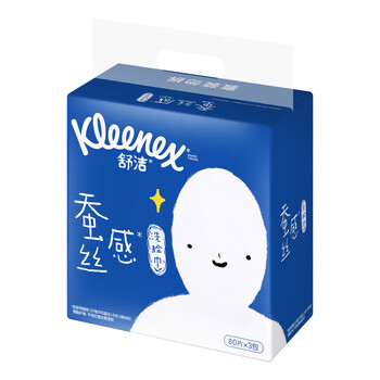 舒洁（Kleenex）洗脸巾蚕丝感擦脸巾80抽*3包一次性洗脸巾洁面巾洗面巾面巾纸