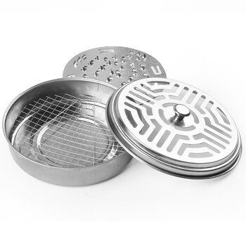 庄太太【接灰盘带盖(2个起售)】不锈铁锯齿网格蚊香架蚊香盘蚊香托盘蚊香支架盒接灰盘