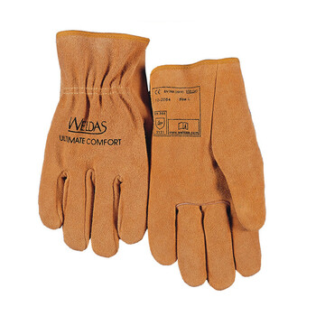 威特仕10-2064耐磨定做牛二层芯皮款短款劳保电焊手套 牛皮手套 L#