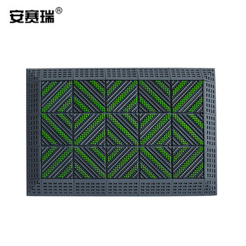 安赛瑞 室外镂空除尘地垫 EVA拼接除尘地垫 拼接式刮泥防滑脚垫 三刷绿刷灰底 60×75×2.5cm 23326