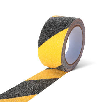 谋福 CNMF 9050   地面磨砂防滑胶带 警示胶带 耐磨楼梯台阶防滑条胶带 磨砂地贴 （黑黄色 15米长*5厘米宽）