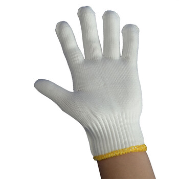 劳保佳 600g 尼龙手套 结实耐磨搬运物流工地装配劳动防护手套 白色黄边120双