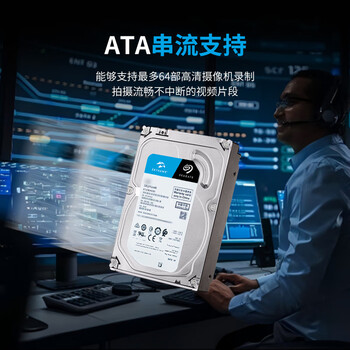希捷（SEAGATE）安防硬盘 4TB 256MB SATA CMR垂直 机械硬盘 视频储存 数据恢复服务 希捷酷鹰 3.5英寸ST4000VX015