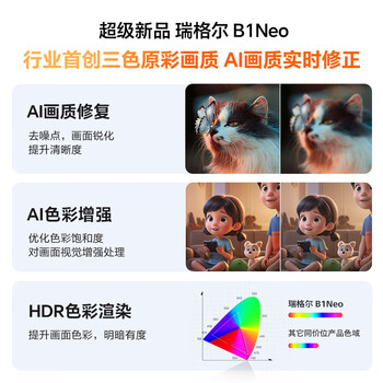 Rigal（瑞格尔）B1Neo 投影仪家用超清智能投影机便携卧室手机投影电视(电动对焦 家庭影院 )