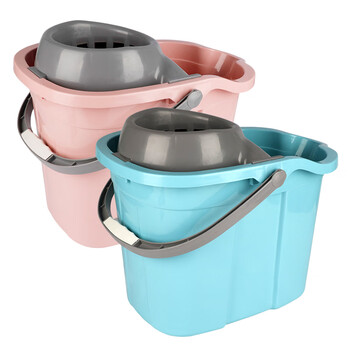 庄太太【颜色随机发货】加厚方形塑料水桶带轮塑料老式拖清洁把桶