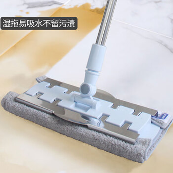 亿丽佳 夹布平板拖把免手洗墩布排拖旋转瓷砖实木地板拖把尘推纤维拖布平拖（钢夹礼盒装） 10件/组