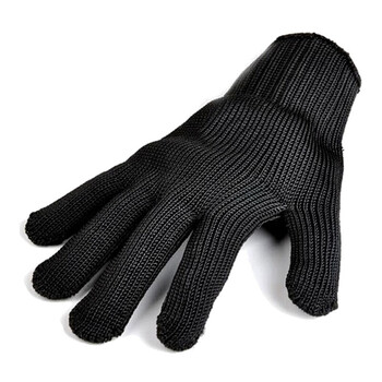 者也 加厚5级防切割手套 户外防刀防护手套劳保钢丝手套 黑色一双