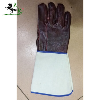 大杨136特A级头层牛皮电焊手套 1双 长款 长皮帆布颈耐高温隔热阻燃焊工劳保手套 定制