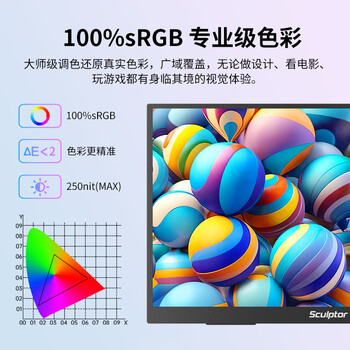 雕塑家18.5英寸便携显示器100HZ刷新率100%sRGB广色域 电脑笔记本显示屏扩展屏switch手机PS5副屏MF185LN