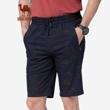 骆驼（CAMEL）男装 夏季男士休闲短裤青年宽松运动裤男潮流五分裤 深蓝 XL