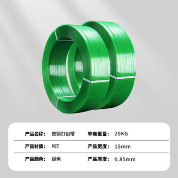飞尔（FLYER）PET塑钢打包带 绿色无纸芯货物捆扎带【宽15mm×厚0.85mm】
