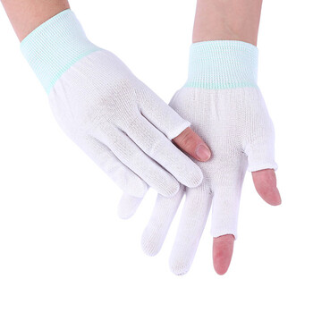 劳博士(LABORS) 尼龙半指手套 建筑打包 二指防护劳保手套 防尘防滑耐磨无尘电子厂 12双 白色