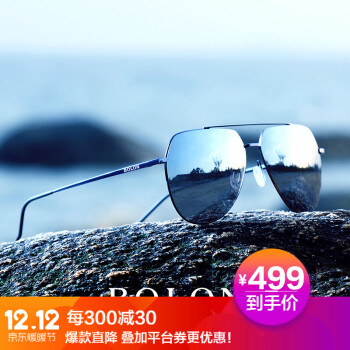 暴龙太阳镜男 新款时尚飞行员蛤蟆镜高清偏光墨镜BL8011 D70-暗黑,降价幅度3.1%