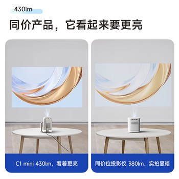 大眼橙C1Mini云台高清投影仪家用卧室家庭影院投影机（430lm 自动梯形校正对焦 1080P分辨率）