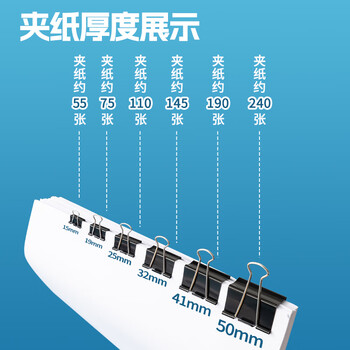 晨光(M&G)文具3#32mm 24只/罐 黑色长尾夹 中号金属票据夹 Eplus系列办公燕尾夹 ABS916ND