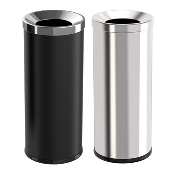 科力邦（Kelibang） 不锈钢垃圾桶25*61cm 直投圆桶户外商场酒店宾馆圆形垃圾箱斜投港式桶立式果皮箱 KB1027 黑色
