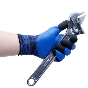 者也 12双双层加强指劳保手套浸胶耐磨防滑透气涂胶乳胶工作防护手套蓝色