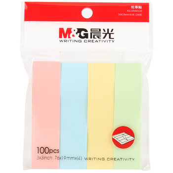 晨光(M&G)文具彩色小号索引便利贴标签贴便签贴纸粘性小条标记书签贴4色76*19mmYS-13 办公用品