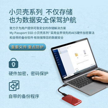 西部数据(WD)1TB NVMe 移动固态硬盘（PSSD）My Passport随行SSD type-c接口 1050MB/s 手机直连笔记本两用