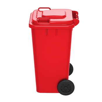 舒蔻(Supercloud) 大号塑料分类垃圾桶小区环卫户外商用带轮加厚垃圾桶可定制图案100L加厚红色分类有害垃圾