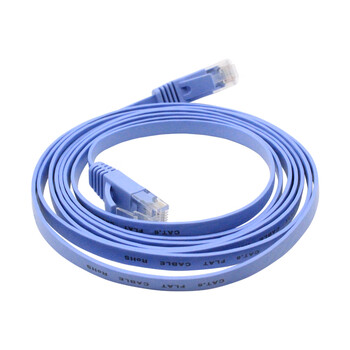 凌科朔(LINKSHIRE)六类扁平网线 CAT6类成品纯铜高速千兆塑料头网络连接线跳线 蓝色 5米